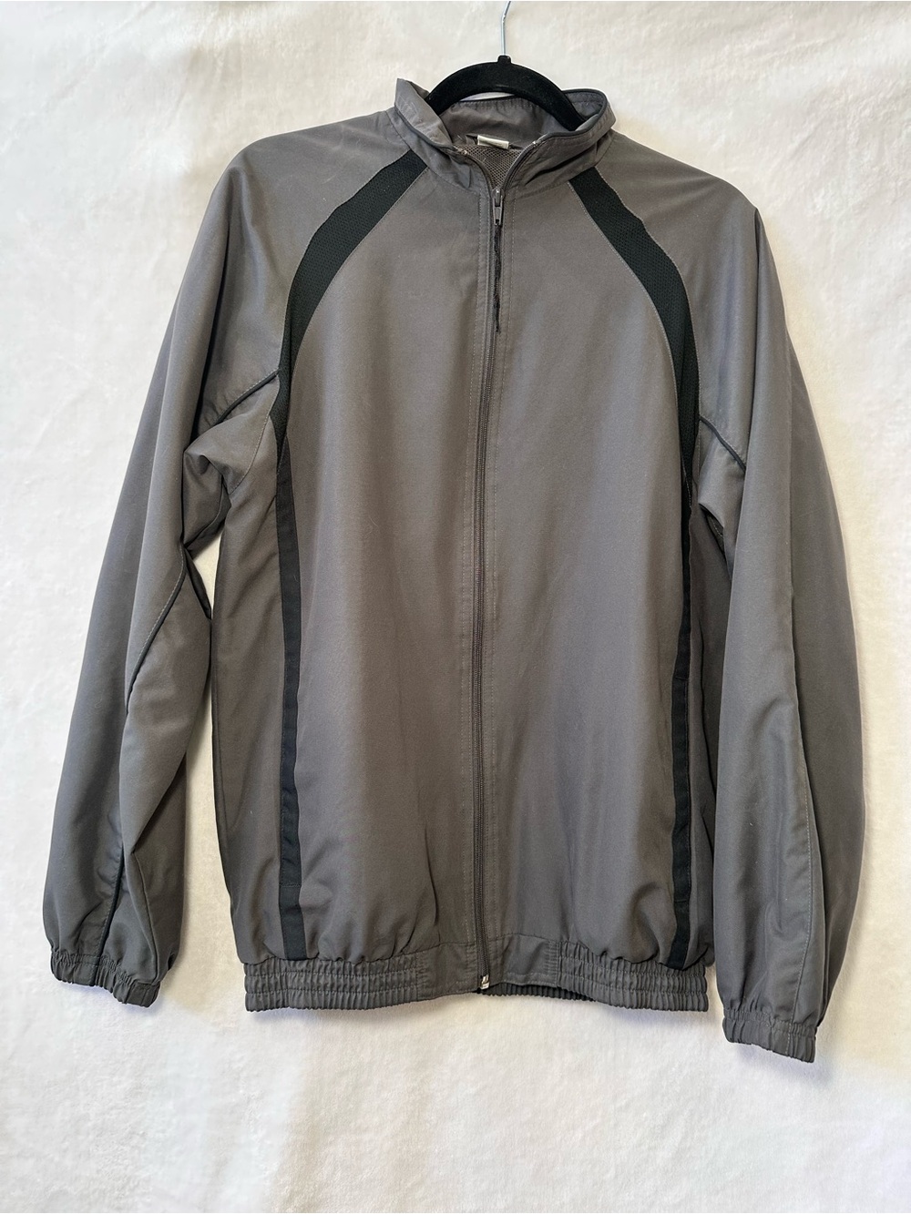 Men's Gray Windbreaker Jacket with Black Accents